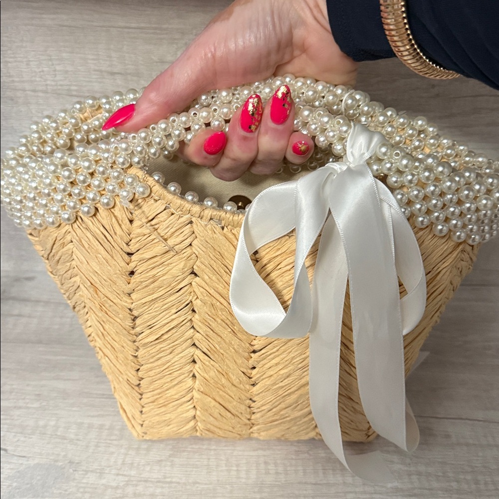 Urban Expressions Pearl-Embellished Tan Tote - Picture 5 of 7